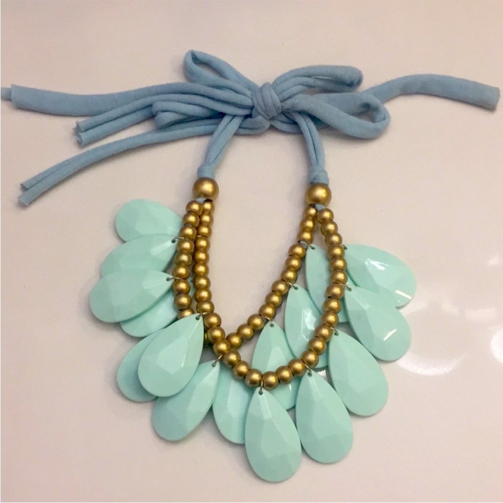 J. Crew Teal and Gold Statement Necklace EUC